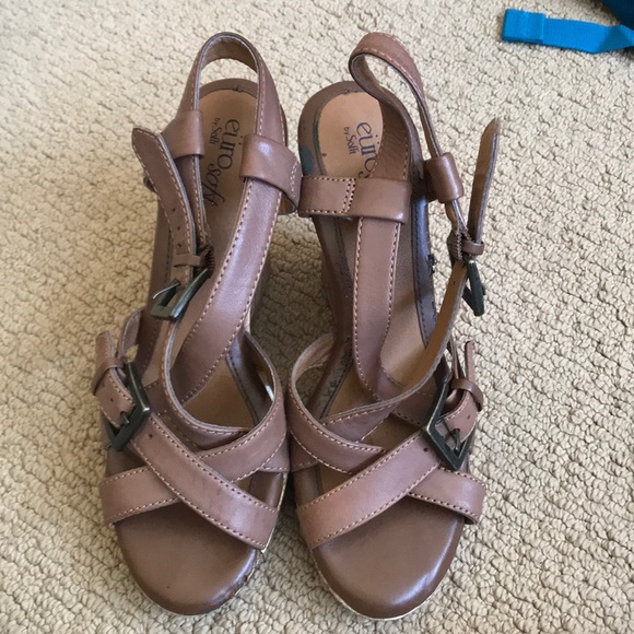 Dark Beige Tan Eurosoft wedges - Picture 2 of 7